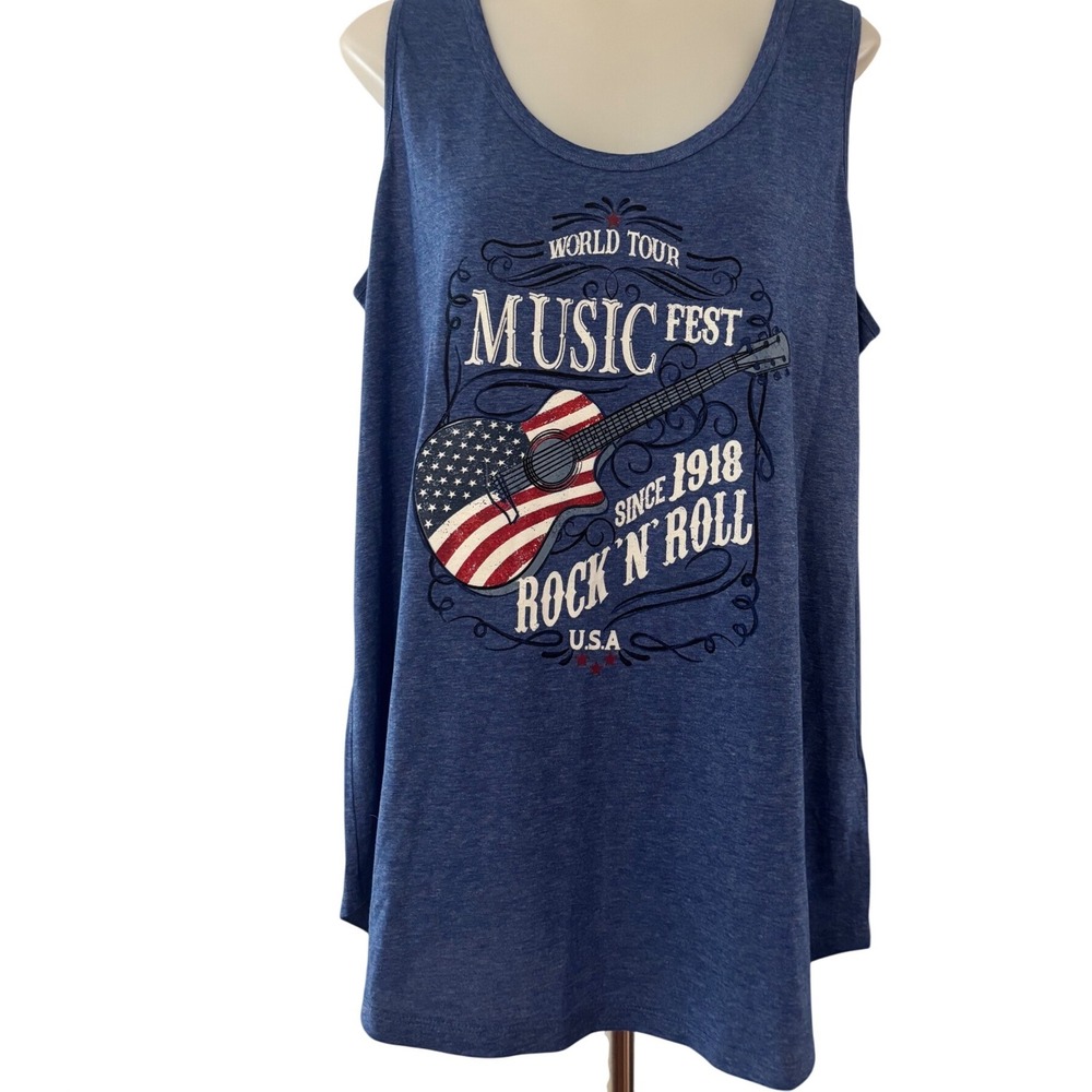 Maurices Music Fest Tank Top Women‎ XL Blue NEW Rock N Roll Graphic Americana